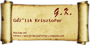 Gálik Krisztofer névjegykártya